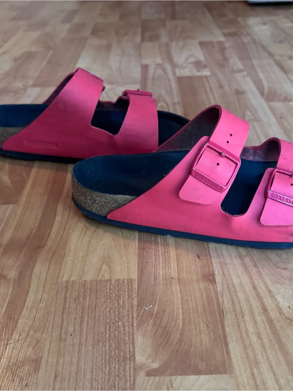 Birkenstock Men’s Double-Buckle Red Slide Sandals